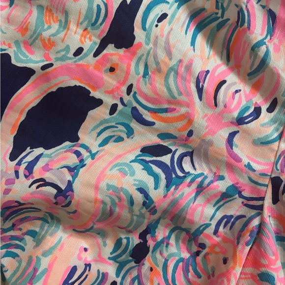 Lilly Pulitzer Pink and Blue Patterned Scalloped Hem Shorts - Picture 3 of 8